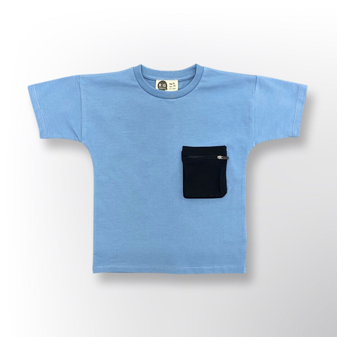 Çocuk Uniseks %100 Pamuk Cep Detaylı Yazlık Tişört