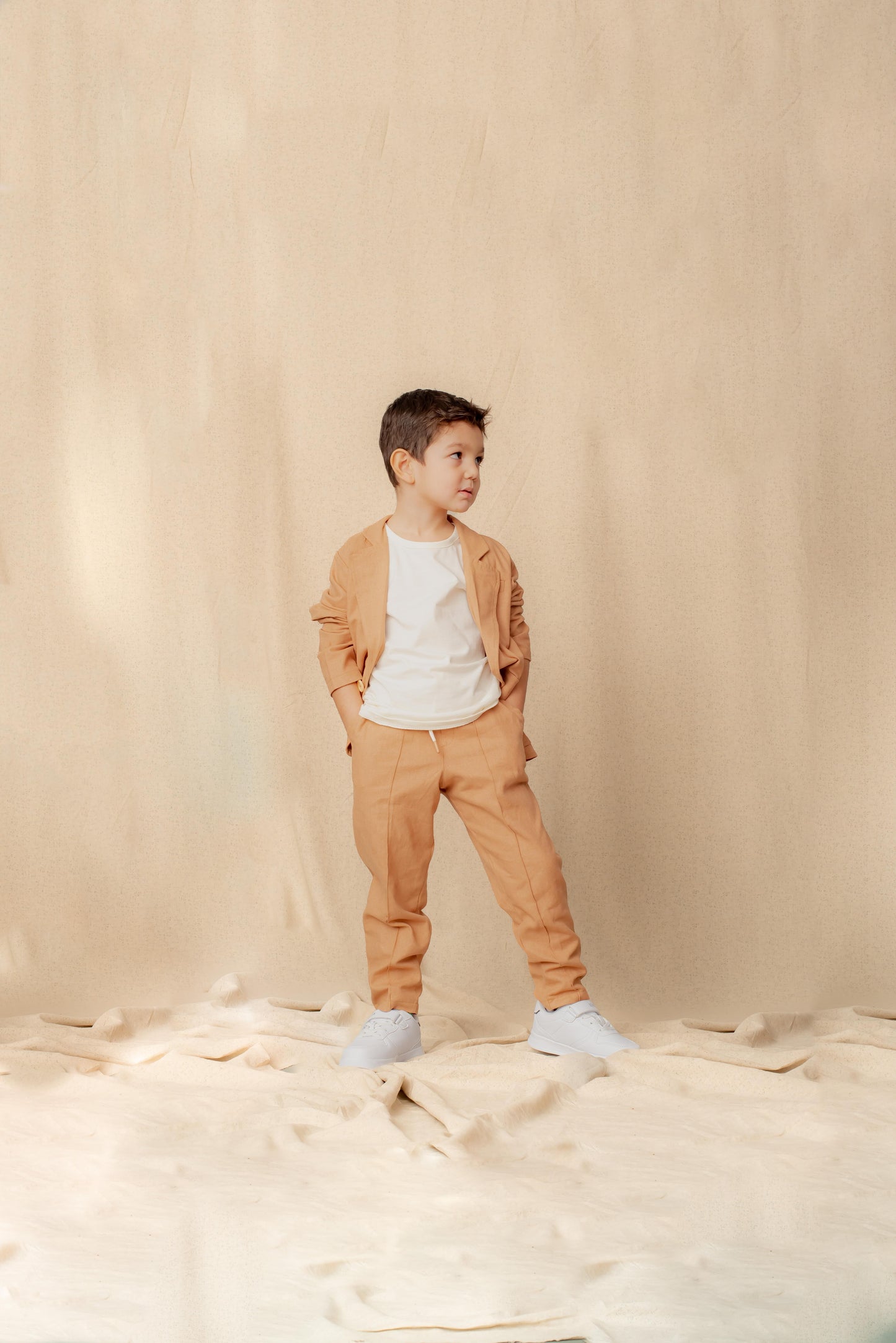 Children's 100% Natural Linen Fabric 3-Piece Suit Set  